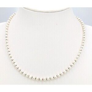 Lagos Kinder Pearl Necklace 925 Sterling Silver White Beaded 18in Signed Clasp